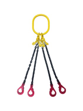 Четырехветвевой цепной строп КанТраст  на увеличенном звене 210x300, 4СЦ, 8.5/8000 мм с самозакрывающимися крюками и крюками укоротителями 4STSUVZ858000RCSK