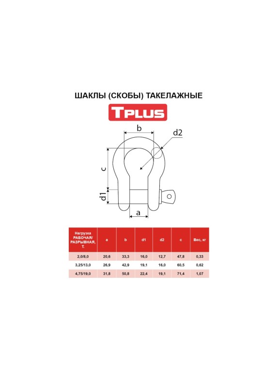 Комплект шаклов Tplus 3.25 т, 4 шт. T019740