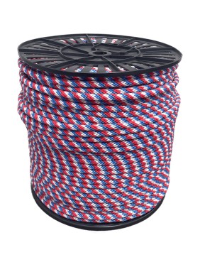 Шнур полипропиленовый декоративный truEnergy с сердечником 8 мм белый-синий-красный, катушка 200 м 12957