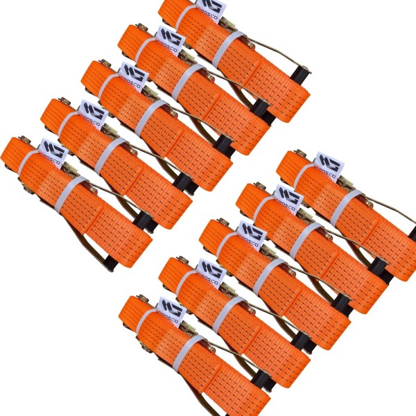 Комплект стяжных кольцевых ремней Grosco 0.8-1.6 т, 12 м, 25 мм, 10 шт, для крепления груза с храповым механизмом RSTK00812C0