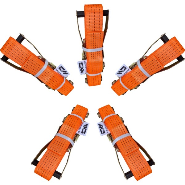 Комплект стяжных кольцевых ремней Grosco 5-10 т, 10 м, 50 мм, 5 шт, для крепления груза с храповым механизмом RSTK05010C5