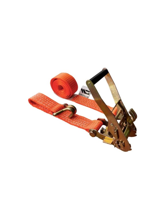 Комплект стяжных ремней GROSCO с крюками для крепления груза с храповым механизмом 5-10 т, 12 м 50 мм, 5 шт RST05012C5