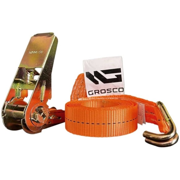 Комплект стяжных ремней с крюками Grosco 10-20 т, 3 м, 100 мм, 10 шт, для крепления груза с храповым механизмом RST10003C0