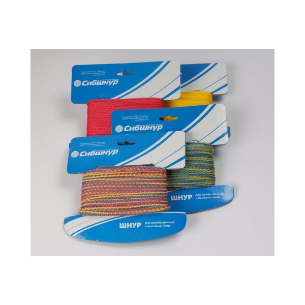 Шнур вязаный СИБШНУР д 3 мм, цветной, 20 м МОТОВИЛО 30063
