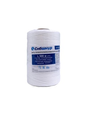 Нить СИБШНУР ПП крученая, белая, 500 м 40113