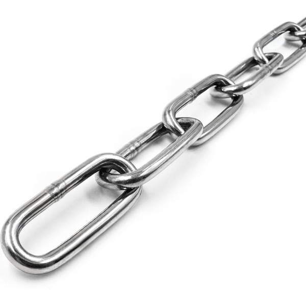 Цепь нержавеющая KREPFIELD 2x22 мм DIN 763 А2 сварная длиннозвенная 12 метров 763А2ЦЕПЬ2ММ-12