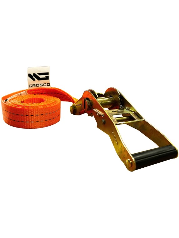 Комплект ремней стяжных кольцевых Grosco 10 т (20 т), 15 м, 100 мм, 2 шт, для крепления груза, с храповым механизмом RSTK10015C2