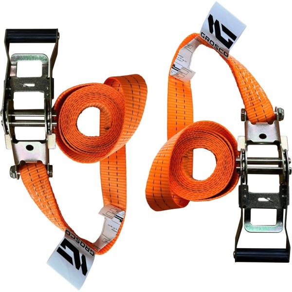 Комплект ремней стяжных кольцевых Grosco 7 т (14 т), 3 м, 75 мм, 2 шт, для крепления груза, с храповым механизмом RSTK07003C2