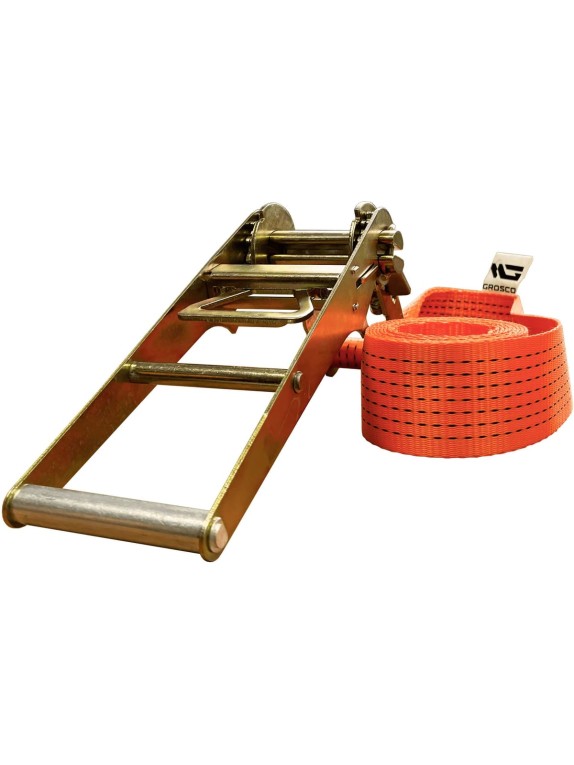 Комплект ремней стяжных кольцевых Grosco 7 т (14 т), 4 м, 75 мм, 2 шт, для крепления груза, с храповым механизмом RSTK07004C2