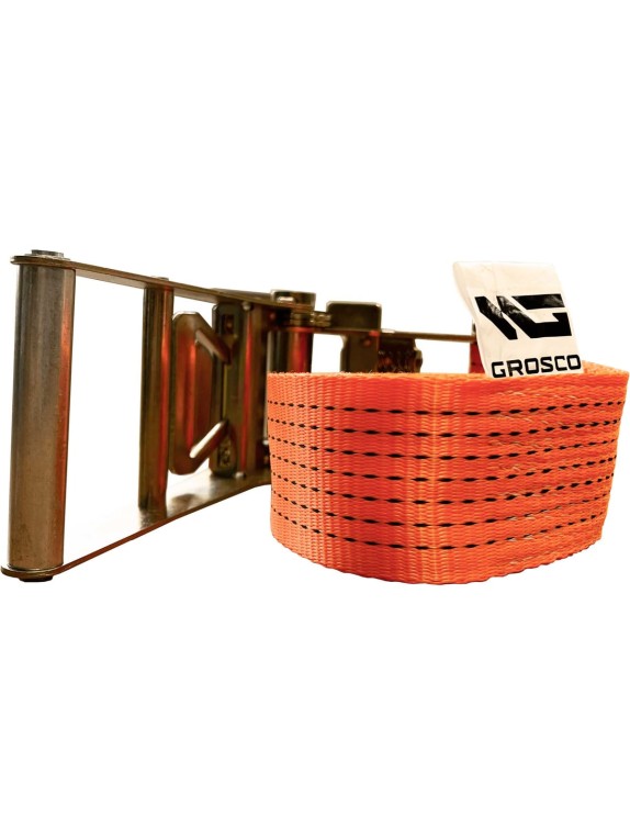 Комплект ремней стяжных кольцевых Grosco 7 т (14 т), 1 м, 75 мм, 2 шт, для крепления груза, с храповым механизмом RSTK07001C2