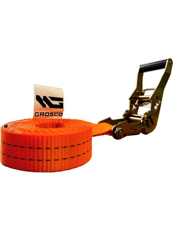 Комплект ремней стяжных кольцевых Grosco 5 т (10 т), 10 м, 50 мм, 2 шт, для крепления груза, с храповым механизмом RSTK05010C2