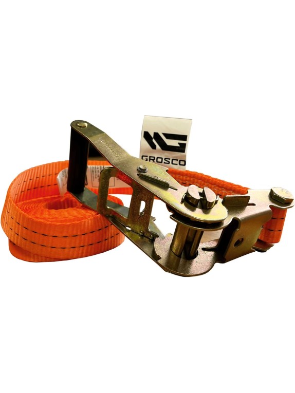 Комплект ремней стяжных кольцевых Grosco 5 т (10 т), 4 м, 50 мм, 2 шт, для крепления груза, с храповым механизмом RSTK05004C2