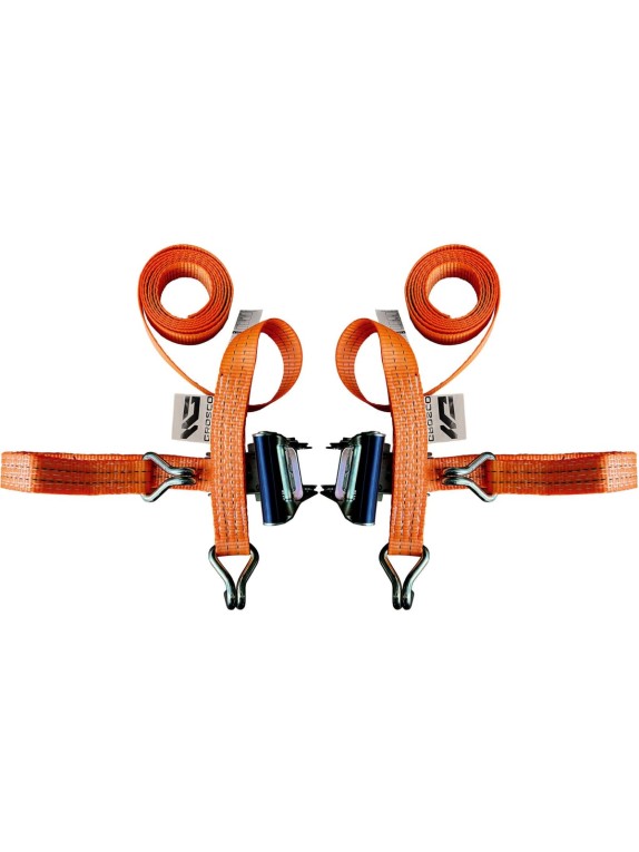 Комплект ремней стяжных с крюками Grosco 10 т (20 т), 12 м, 100 мм, 2 шт, для крепления груза, с храповым механизмом RST10012C2