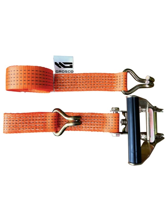 Комплект ремней стяжных с крюками Grosco 10 т (20 т), 8 м, 100 мм, 2 шт, для крепления груза, с храповым механизмом RST10008C2