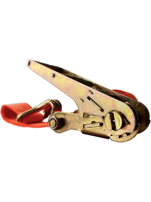 Комплект ремней стяжных с крюками Grosco 7 т (14 т), 15 м, 75 мм, 2 шт, для крепления груза, с храповым механизмом RST07015C2