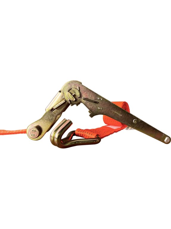 Комплект ремней стяжных с крюками Grosco 7 т (14 т), 8 м, 75 мм, 2 шт, для крепления груза, с храповым механизмом RST07008C2