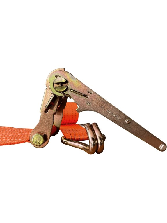 Комплект ремней стяжных с крюками Grosco 7 т (14 т), 2 м, 75 мм, 2 шт, для крепления груза, с храповым механизмом RST07002C2