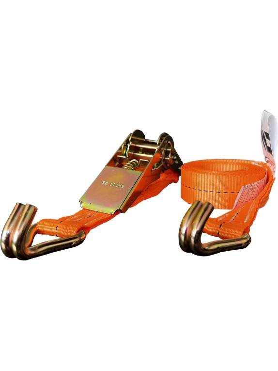 Комплект ремней стяжных с крюками Grosco 7 т (14 т), 2 м, 75 мм, 2 шт, для крепления груза, с храповым механизмом RST07002C2