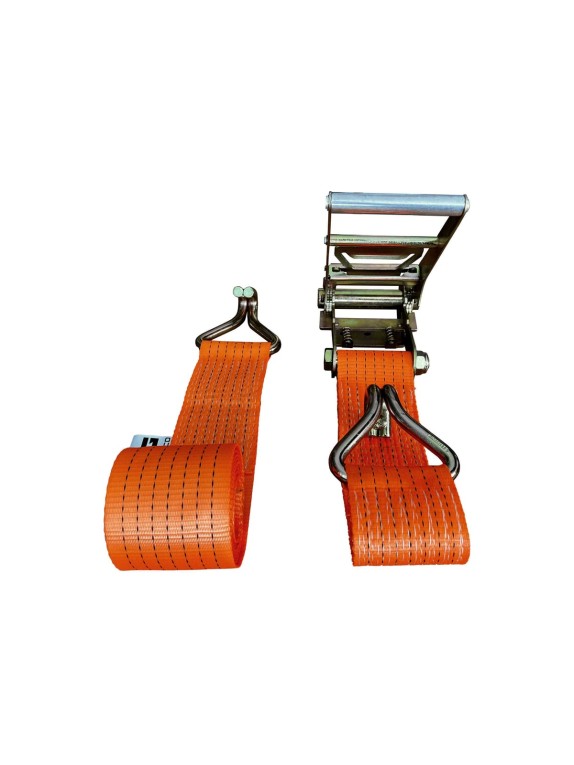 Комплект ремней стяжных с крюками Grosco 7 т (14 т), 5 м, 75 мм, 2 шт, для крепления груза, с храповым механизмом RST07005C2