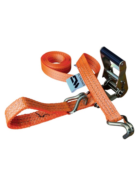 Комплект ремней стяжных с крюками Grosco 7 т (14 т), 6 м, 75 мм, 2 шт, для крепления груза, с храповым механизмом RST07006C2