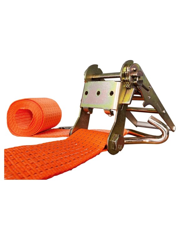 Комплект ремней стяжных с крюками Grosco 5 т (10 т), 8 м, 50 мм, 2 шт, для крепления груза, с храповым механизмом RST05008C2