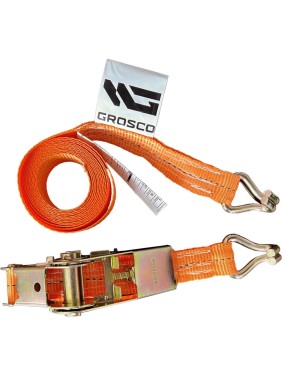 Комплект ремней стяжных с крюками Grosco 5 т (10 т), 20 м, 50 мм, 2 шт, для крепления груза, с храповым механизмом RST05020C2