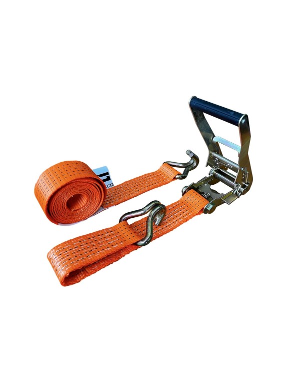 Комплект ремней стяжных с крюками Grosco 5 т (10 т), 10 м, 50 мм, 2 шт, для крепления груза, с храповым механизмом RST05010C2