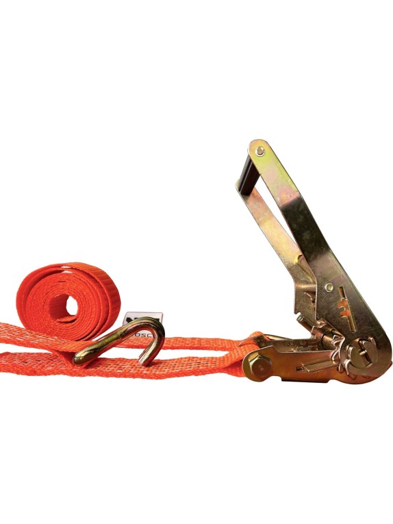 Комплект ремней стяжных с крюками Grosco 5 т (10 т), 10 м, 50 мм, 2 шт, для крепления груза, с храповым механизмом RST05010C2