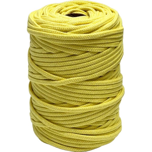 Шнур хлопковый плетеный truEnergy без сердечника, 4 мм, желтый, бобина 50 м 12674