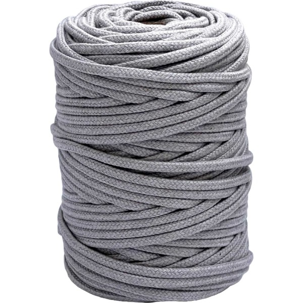 Шнур хлопковый плетеный truEnergy без сердечника, 4 мм, пепельный, бобина 50 м 12672