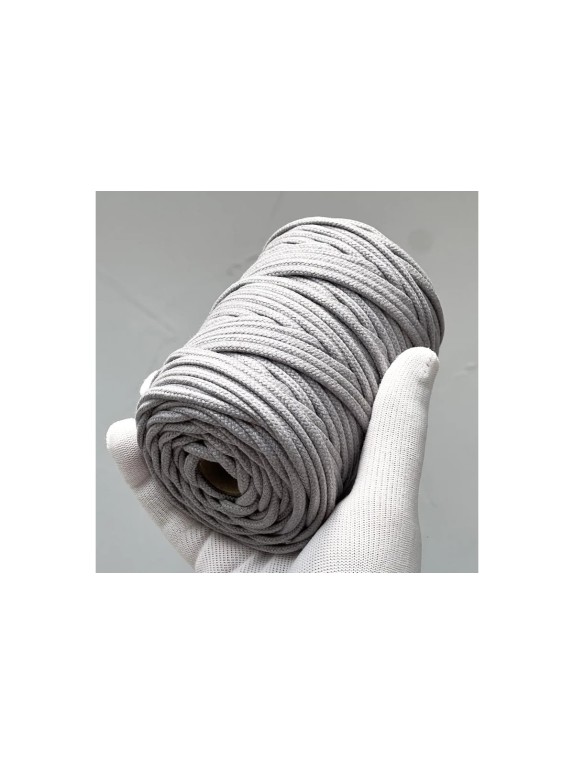 Шнур хлопковый плетеный truEnergy без сердечника, 4 мм, пепельный, бобина 50 м 12672
