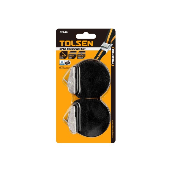 Ремень багажный TOLSEN Industrial, 25 мм, 2.5 м, 2 шт 62246