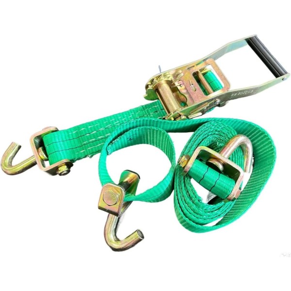 Ремень автовозный ТРАСТ 5 т, 4 м, с поворотными крюками (зеленый) 4687205467676