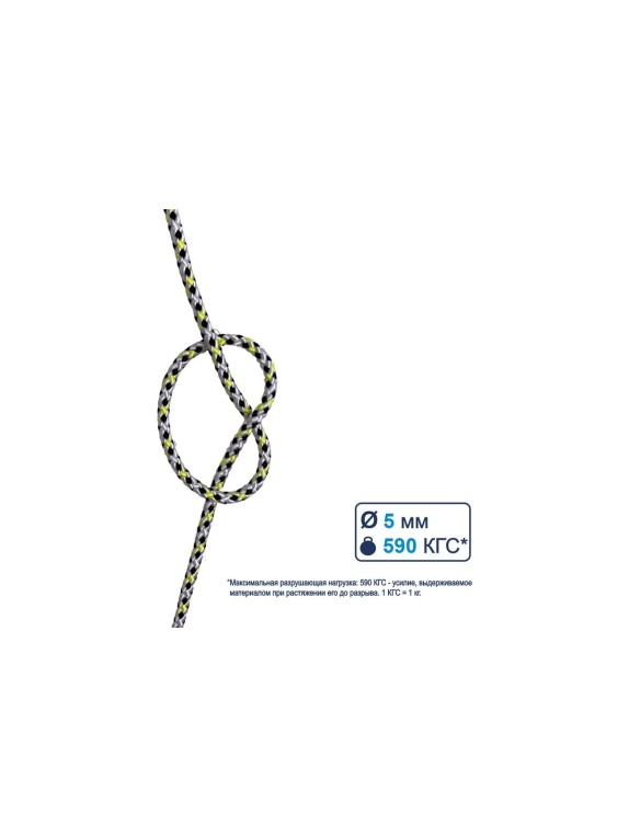 Капроновый шнур Репшнур Сибшнур 5 мм, 10 м 20930