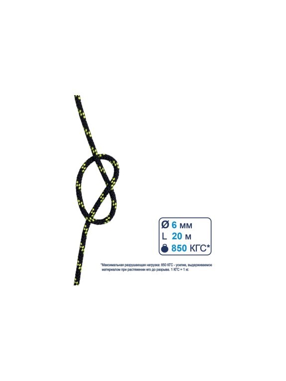 Капроновый шнур Репшнур Сибшнур 6 мм, 10 м 20931