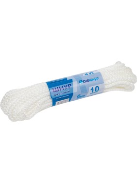 Вязаный шнур Сибшнур диаметр 6 мм, 10 м, белый, моток 30173