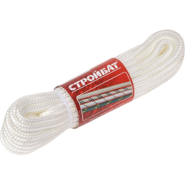 Шнур Стройбат плотный с сердечником 8 мм белый 10 м 332700