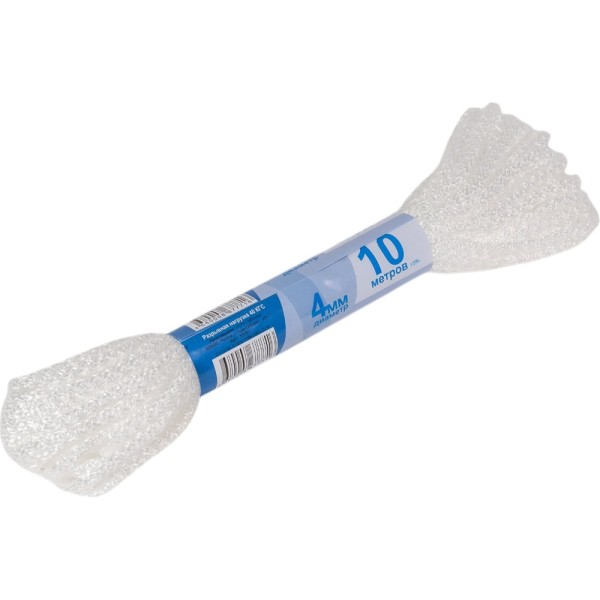 Шнур вязаный СИБШНУР д 4 мм, белый, 10 м 30082