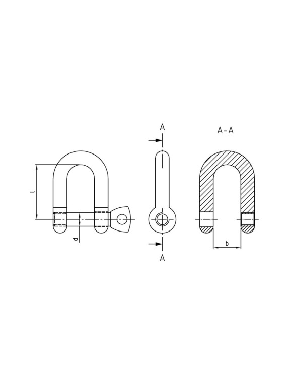 Скоба такелажная METIZ-A2 ART.9076 16 мм, А4, нержавеющая, 1 шт. 9076416 1