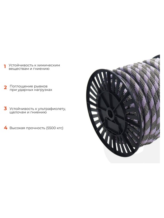 Страховочная высокопрочная веревка Gigant 48 прядей, 14мм х 50м HRS-09