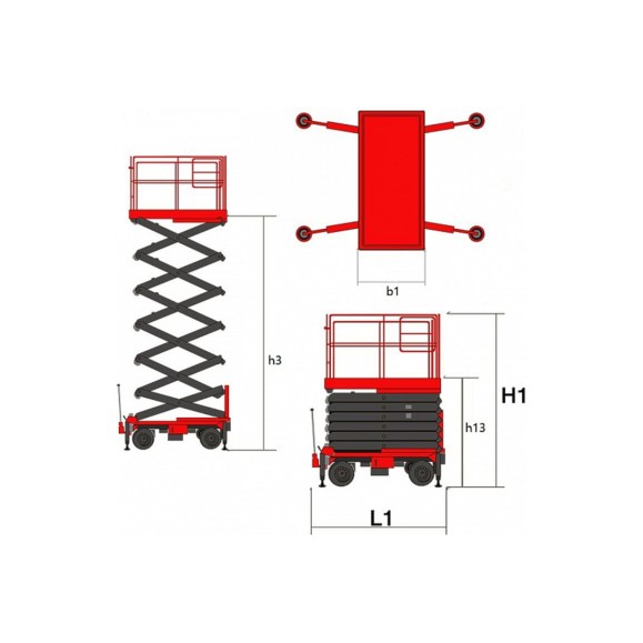 Ножничный передвижной подъемник OXLIFT QX-050-110 11000 мм, 500 кг, с выдвижной платформой 792771