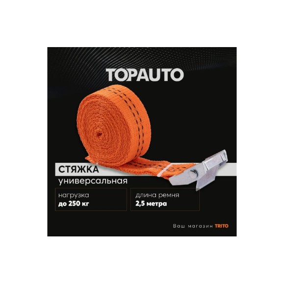Ремень крепления груза TOPAUTO 25мм, 250 кг, механизм пряжка с фиксатором, 2,5м РК25
