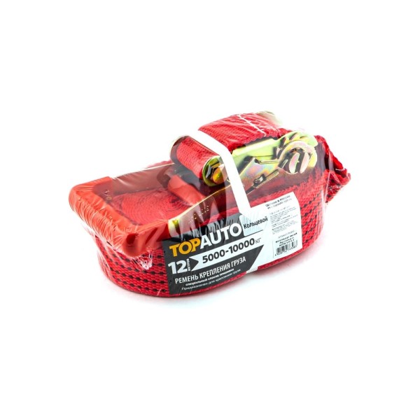 Кольцевой ремень крепления груза TopAuto ширина ленты 55 мм, 5000/10000 кг, 12 м, механизм 230 мм каленый КРК1012