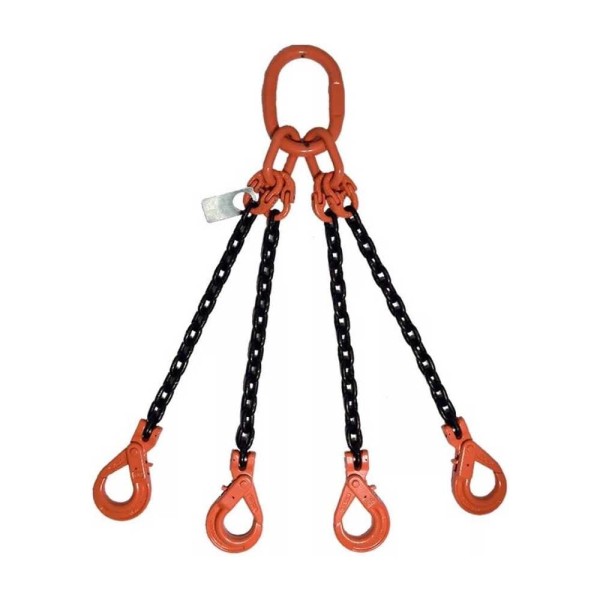 Четырехветвевой цепной строп ТРАСТ 4сц 6,7 тн, 4000 мм, с увеличенным звеном для автокрана, крюки самозапирающиеся, 8 класс 4687203984625