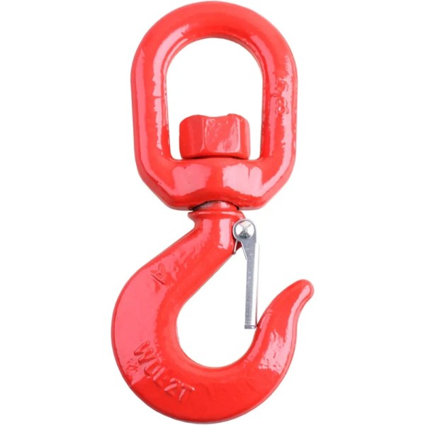 Крюк грузовой с вертлюгом и предохранителем Стройбат 8мм, красный упаковка 1 шт 577510