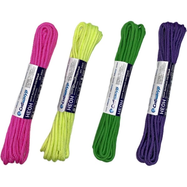 Шнур бытовой СИБШНУР д 6 мм, 10 м, неон 20625СШ