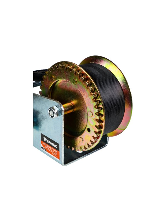 Ручная шестеренчатая лебедка ЕРМАК TRT 1201S трос - ремень, 900кг, длина троса 10м 737-010