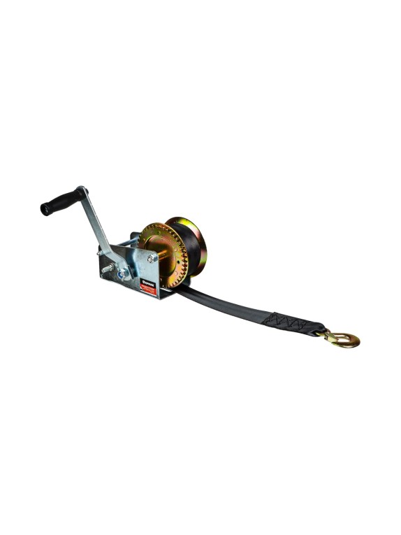 Ручная шестеренчатая лебедка ЕРМАК TRT 1201S трос - ремень, 900кг, длина троса 10м 737-010