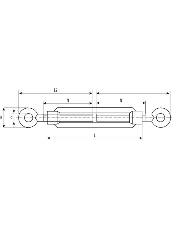 Талреп Зубр DIN 1480, кольцо-кольцо, оцинкованный, кованая натяжная муфта, М12, ТФ5, 4 шт 4-304375-12