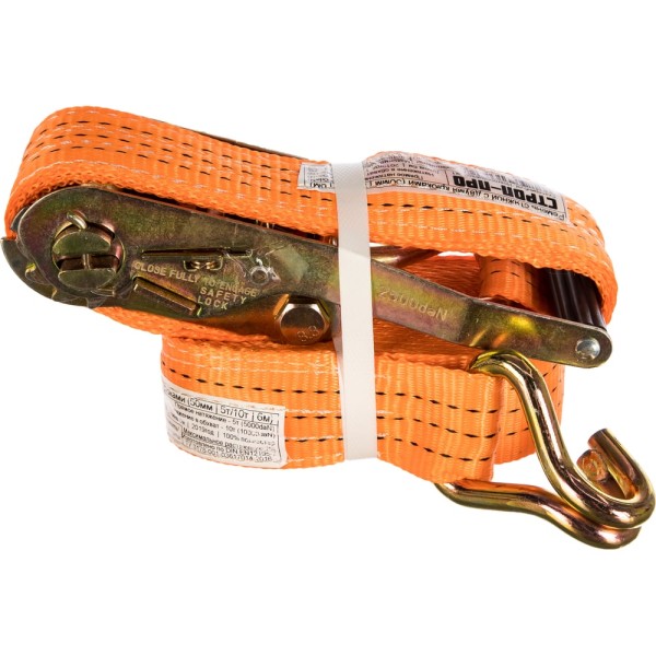 Стяжной ремень с крюками (50мм, 5т, 6м) СТРОП-ПРО SP03008